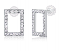 Studs Rectangle Ouvert Pavé Moissanite VVS – S925