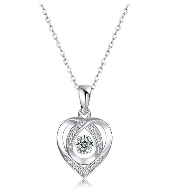 Open Heart Dancing Stone Necklace Moissanite VVS – S925