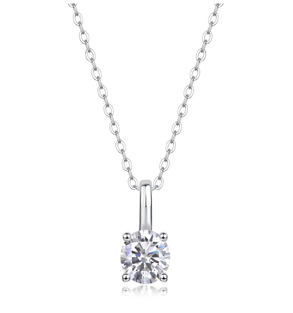 Petite Solitaire Necklace Moissanite VVS – S925