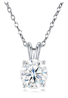 Classic Round Solitaire Necklace Moissanite VVS – S925