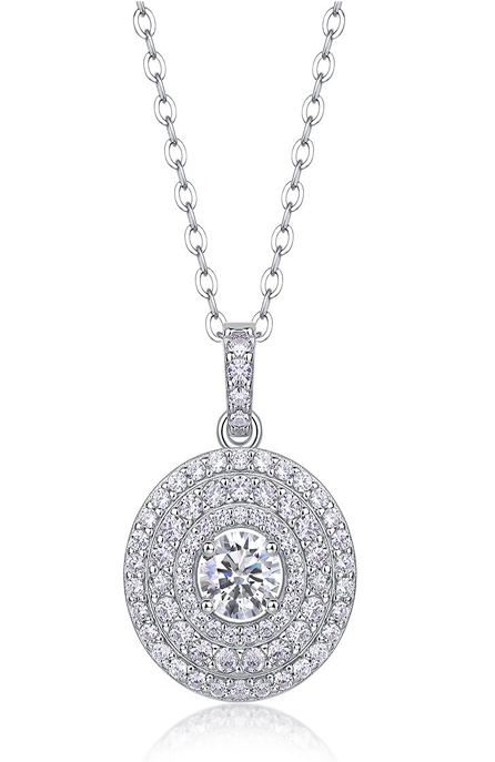 Triple Halo Circle Necklace Moissanite VVS – S925