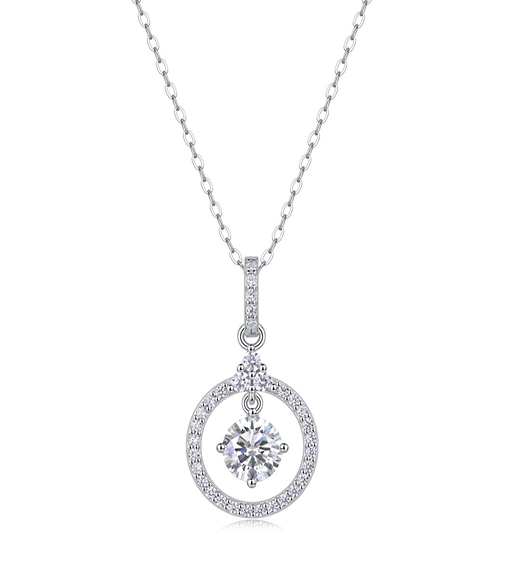 Floating Circle Necklace Moissanite VVS – S925
