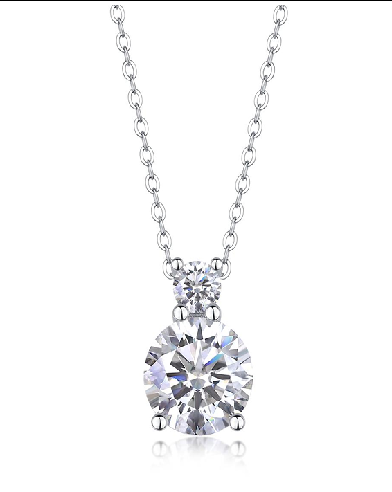 Graduated Two Stone Necklace Moissanite VVS – S925