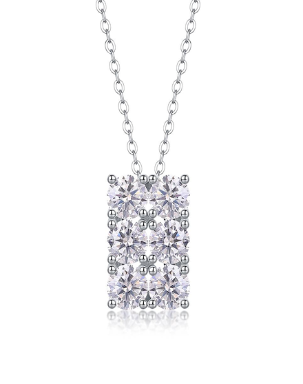 Princess Cluster Necklace Moissanite VVS – S925