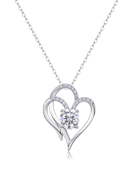Open Heart Solitaire Necklace Moissanite VVS – S925