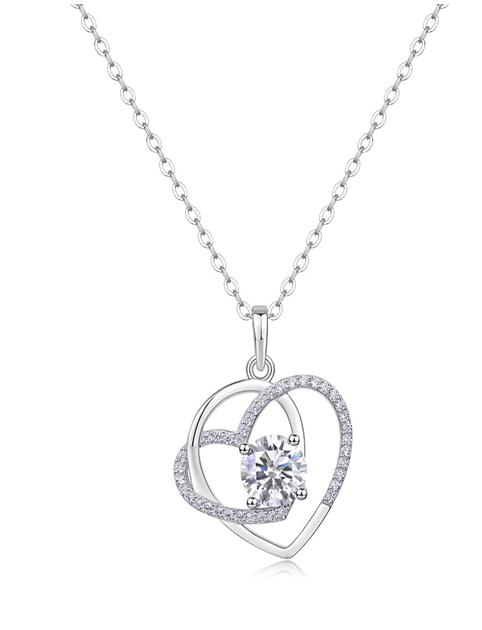 Intertwined Heart Necklace Moissanite VVS – S925