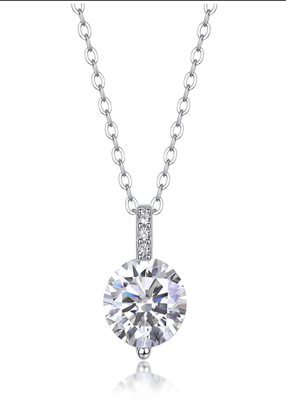 Classic Drop Solitaire Necklace Moissanite VVS – S925