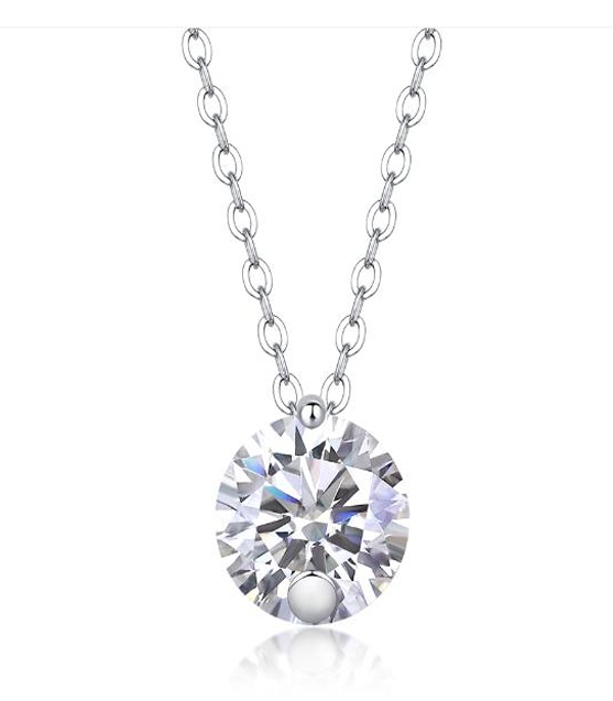 Minimal Round Solitaire Necklace Moissanite VVS – S925