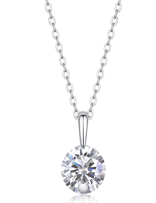 Classic Round Solitaire Necklace Moissanite VVS – S925