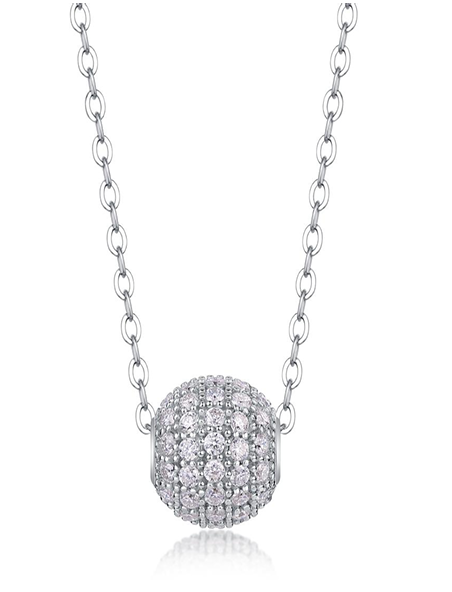 Pavé Barrel Necklace Moissanite VVS – S925