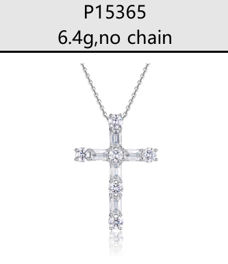 Baguette Iced Cross Pendant Moissanite VVS – S925