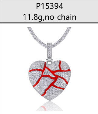 Broken Heart Iced Pendant Moissanite VVS – S925