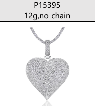 Split Heart Iced Pendant Moissanite VVS – S925