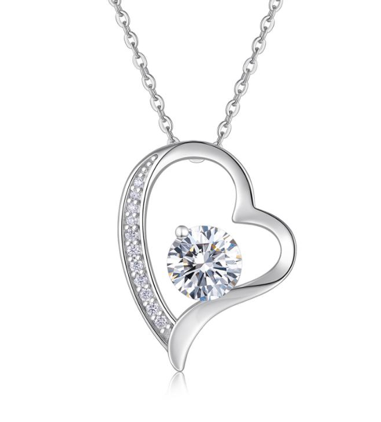 Open Heart Dancing Stone Necklace Moissanite VVS – S925