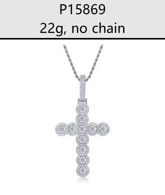 Round Cluster Cross Pendant Moissanite VVS – S925