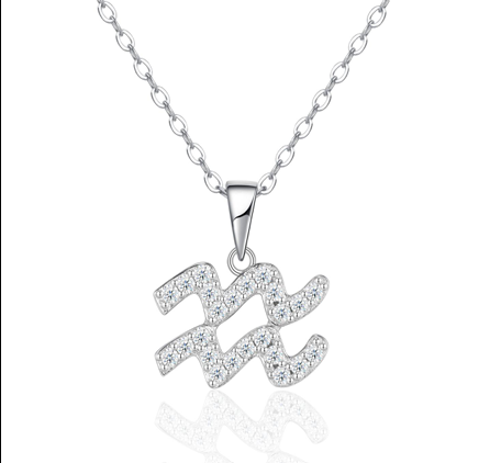 Aquarius Zodiac Necklace Moissanite VVS – S925