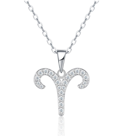 Aries Zodiac Necklace Moissanite VVS – S925