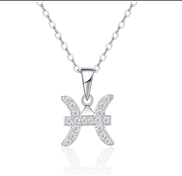 Pisces Zodiac Necklace Moissanite VVS – S925