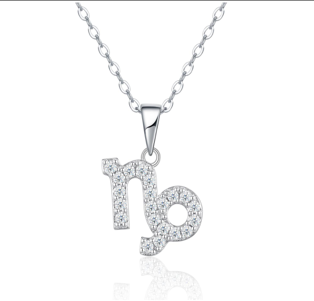 Capricorn Zodiac Necklace Moissanite VVS – S925