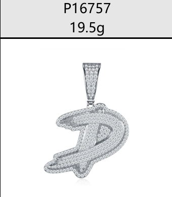 A - Z Iced Alphabet Letter Pendant Moissanite VVS – S925