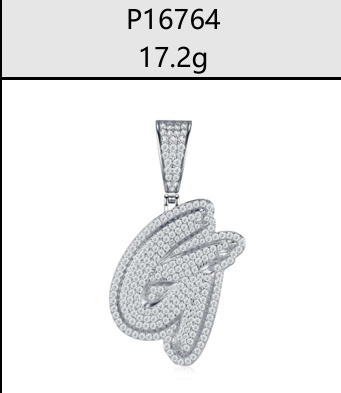 A - Z Iced Alphabet Letter Pendant Moissanite VVS – S925