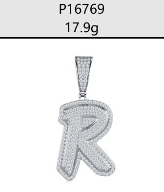 A - Z Iced Alphabet Letter Pendant Moissanite VVS – S925