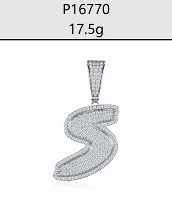 A - Z Iced Alphabet Letter Pendant Moissanite VVS – S925