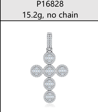 Baguette Cluster Cross Pendant Moissanite VVS – S925