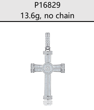 Royal Iced Cross Pendant Moissanite VVS – S925