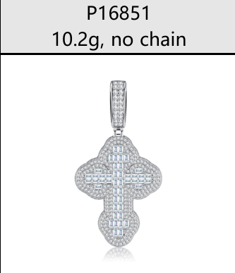 Baguette Ornate Cross Pendant Moissanite VVS – S925