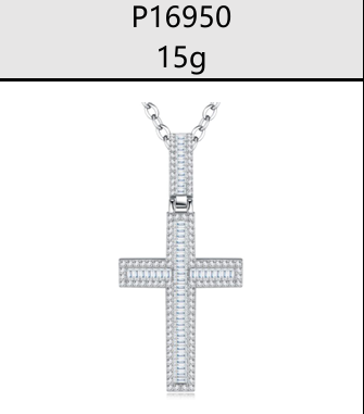Baguette Iced Cross Pendant Moissanite VVS – S925