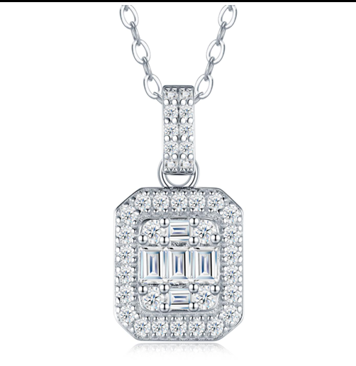 Emerald Mosaic Necklace Moissanite VVS – S925