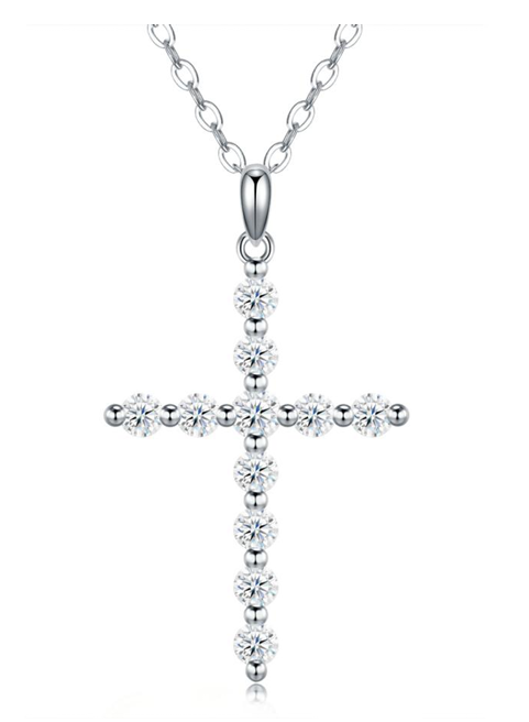 Classic Cross Necklace Moissanite VVS – S925