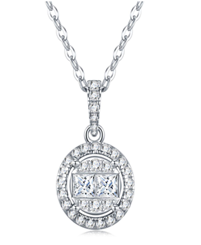Princess Double Halo Necklace Moissanite VVS – S925