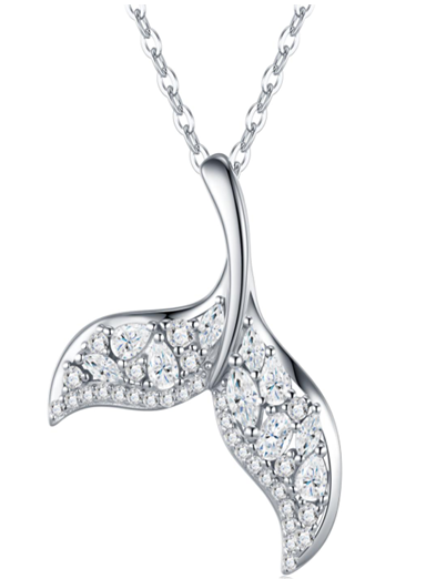 Whale Tail Necklace Moissanite VVS – S925