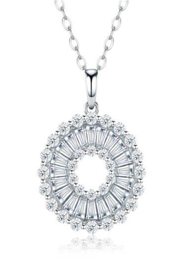 Baguette Sunburst Necklace Moissanite VVS – S925
