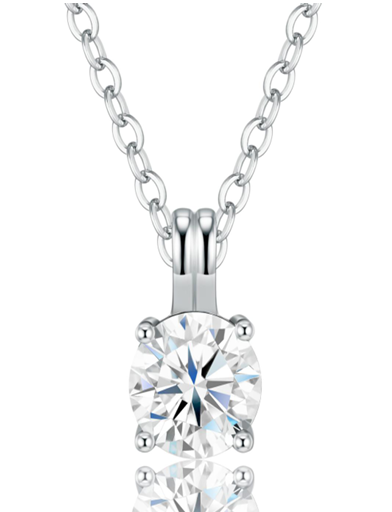 Oval Solitaire Necklace Moissanite VVS – S925