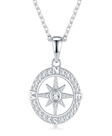 Compass Rose Necklace Moissanite VVS – S925