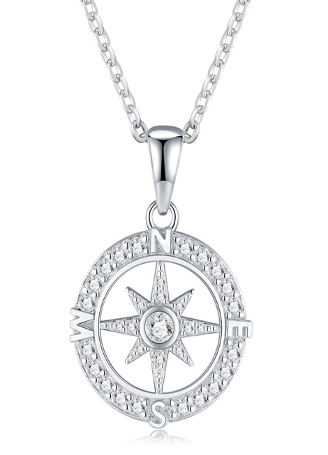 Compass Rose Iced Pendant Moissanite VVS – S925