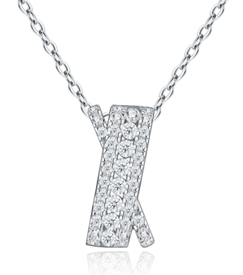 Crossed Pavé Necklace Moissanite VVS – S925