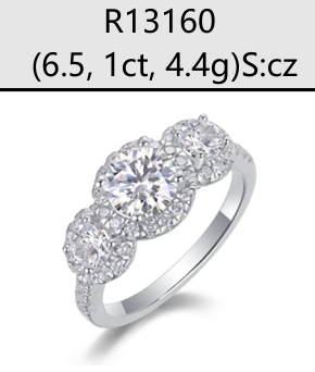 Ring Three Stone Halo Moissanite VVS – S925