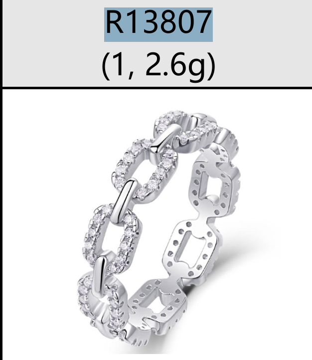 Ring Chain Link Pavé Moissanite VVS – S925