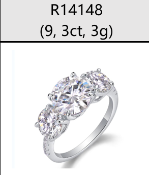 Ring Three Stone Round Moissanite VVS – S925