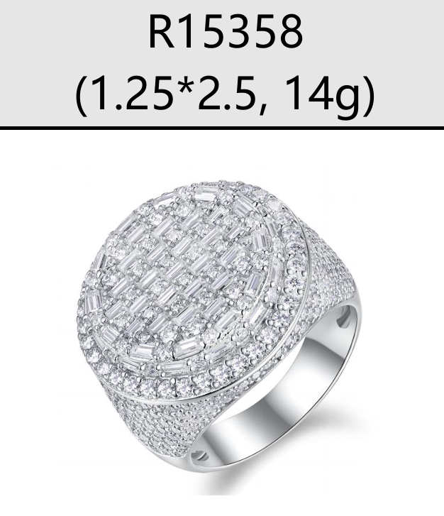 Baguette Diamond-Cut Iced Signet Ring Moissanite VVS – S925