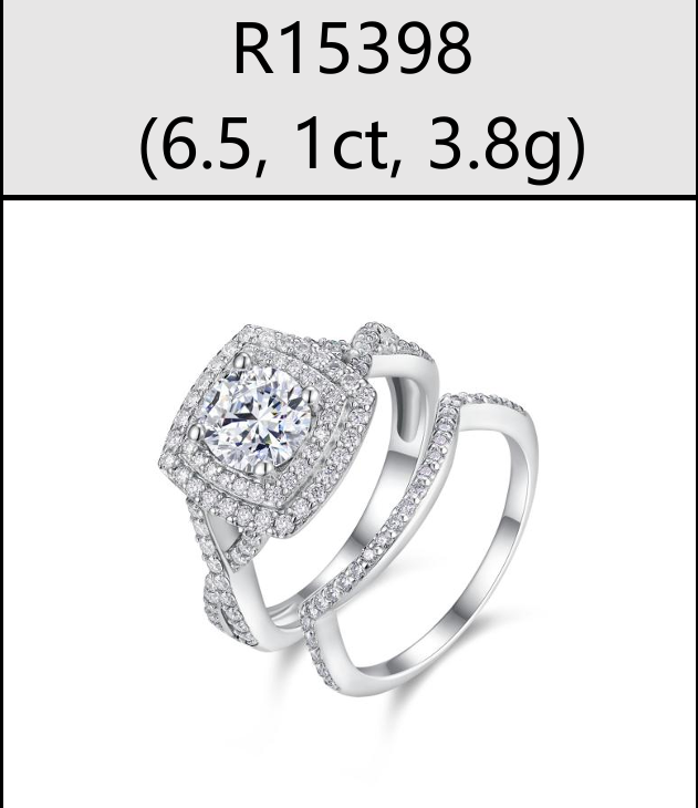 Ring Double Halo Bridal Set Moissanite VVS – S925