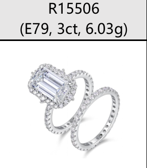 Ring Emerald Halo Bridal Set Moissanite VVS – S925