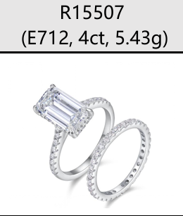 Ring Emerald Cut Bridal Set Moissanite VVS – S925
