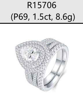 Ring Pear Halo Bridal Set Moissanite VVS – S925