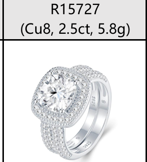 Ring Cushion Halo Bridal Set Moissanite VVS – S925
