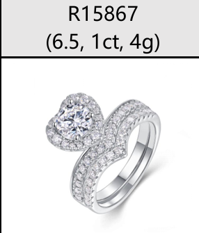 Ring Heart Halo Bridal Set Moissanite VVS – S925
